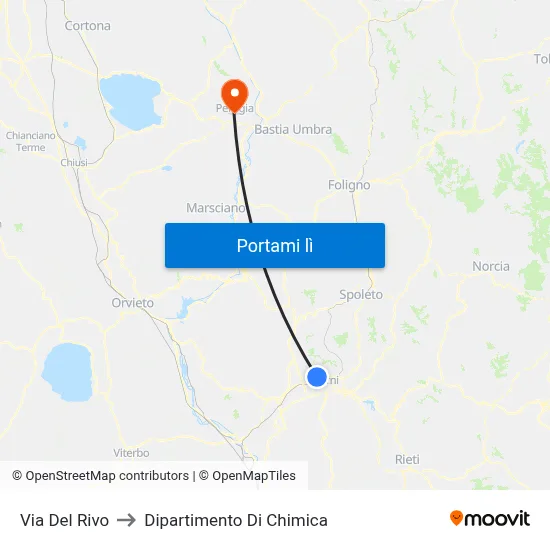 Via Del Rivo to Dipartimento Di Chimica map