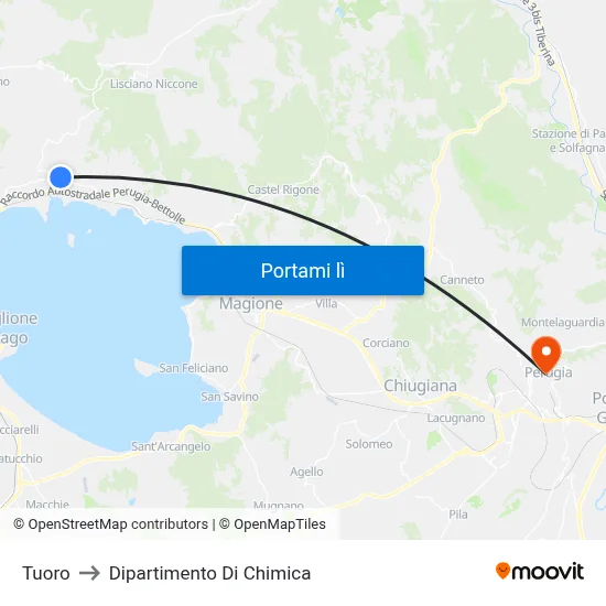 Tuoro to Dipartimento Di Chimica map