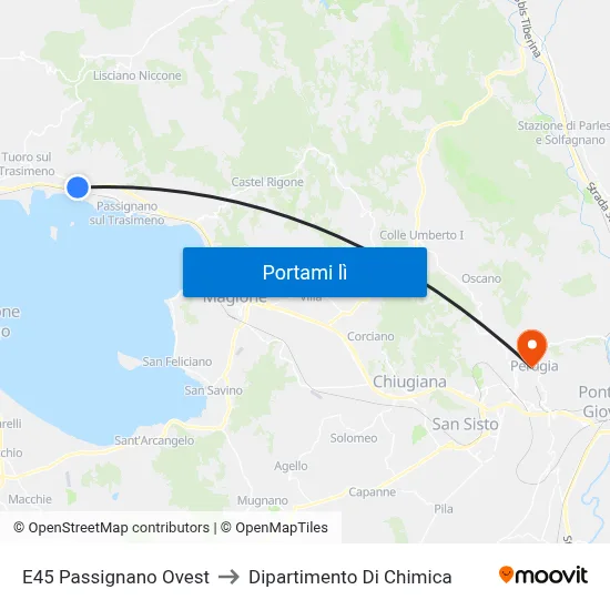 E45 Passignano Ovest to Dipartimento Di Chimica map