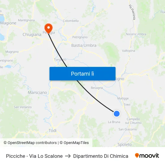 Picciche - Via Lo Scalone to Dipartimento Di Chimica map