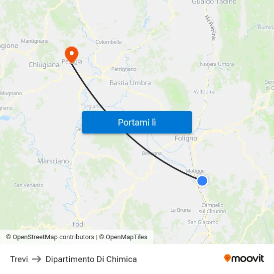 Trevi to Dipartimento Di Chimica map