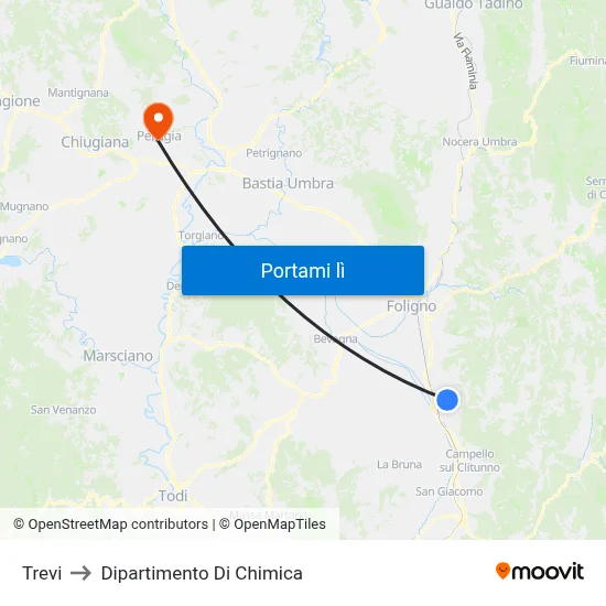 Trevi to Dipartimento Di Chimica map
