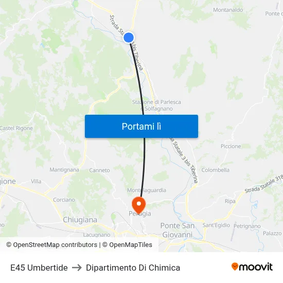 E45 Umbertide to Dipartimento Di Chimica map