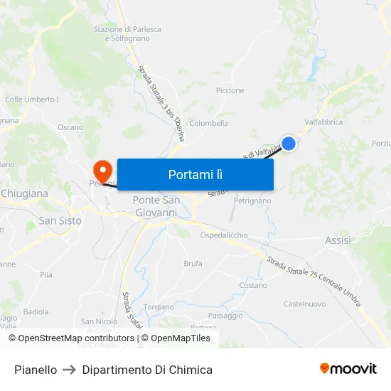 Pianello to Dipartimento Di Chimica map