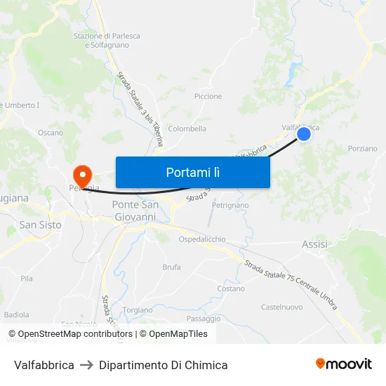 Valfabbrica to Dipartimento Di Chimica map