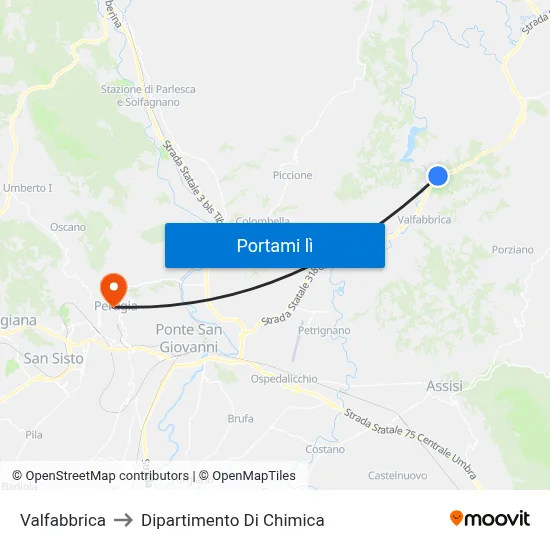 Valfabbrica to Dipartimento Di Chimica map