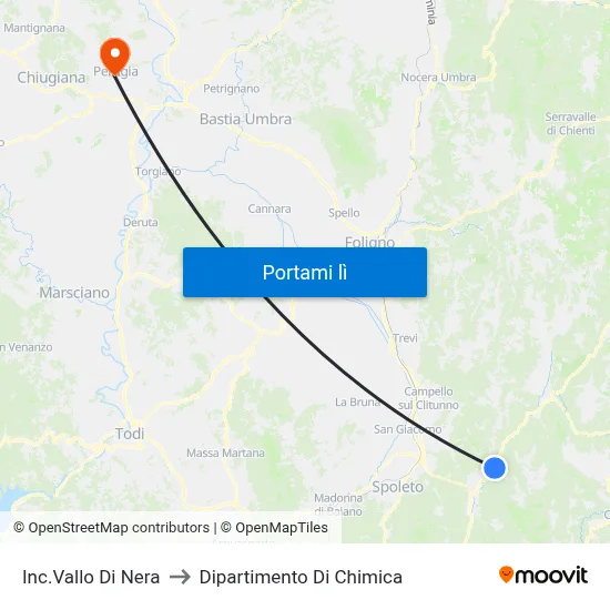 Inc.Vallo Di Nera to Dipartimento Di Chimica map