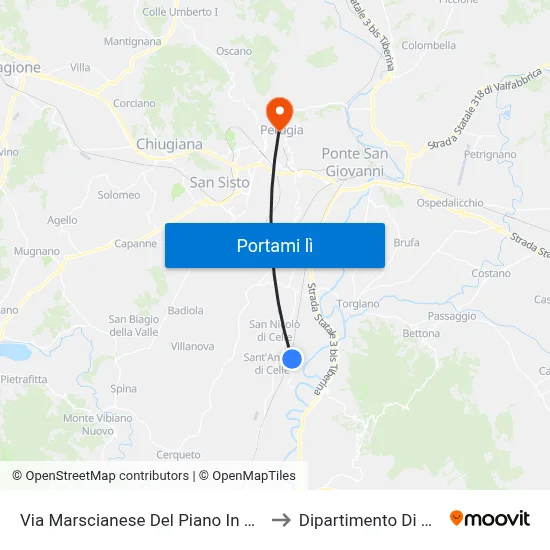 Via Marscianese Del Piano In Sant'Angelo to Dipartimento Di Chimica map