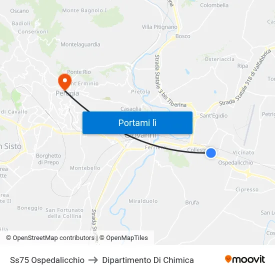 Ss75 Ospedalicchio to Dipartimento Di Chimica map