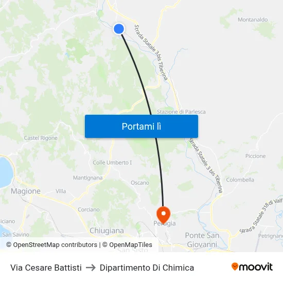 Via Cesare Battisti to Dipartimento Di Chimica map