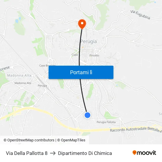 Via Della Pallotta 8 to Dipartimento Di Chimica map