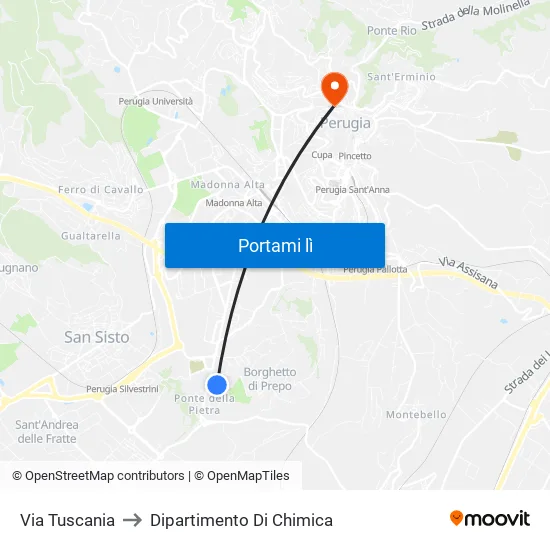 Via Tuscania to Dipartimento Di Chimica map