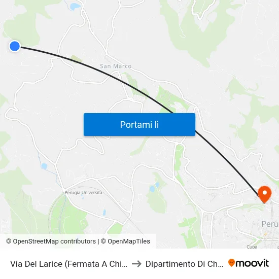 Via Del Larice (Fermata A Chiamata) to Dipartimento Di Chimica map