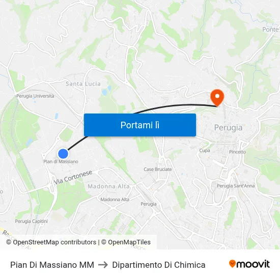 Pian Di Massiano M​M to Dipartimento Di Chimica map