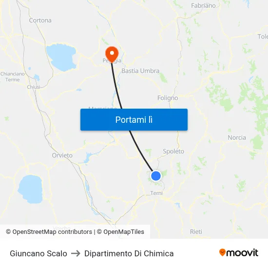 Giuncano Scalo to Dipartimento Di Chimica map