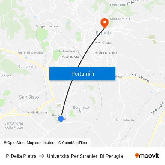 P. Della Pietra to Università Per Stranieri Di Perugia map