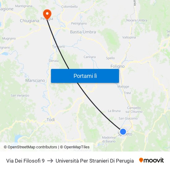 Via Dei Filosofi 9 to Università Per Stranieri Di Perugia map