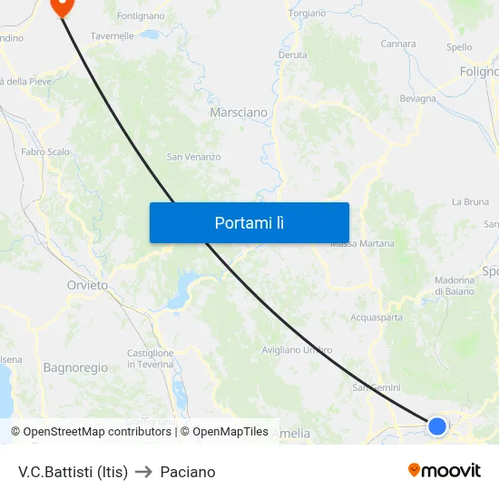 V.C.Battisti (Itis) to Paciano map