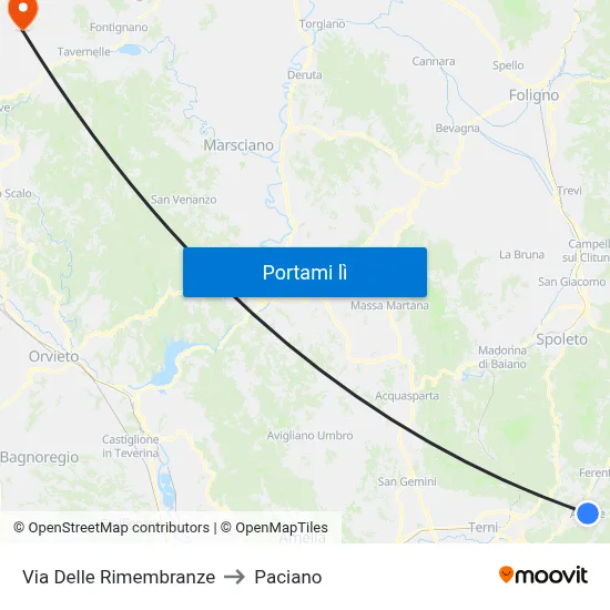 Via Delle Rimembranze to Paciano map