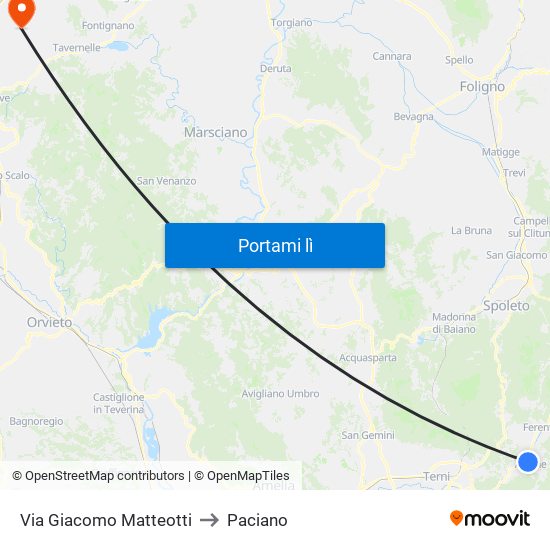 Via Giacomo Matteotti to Paciano map