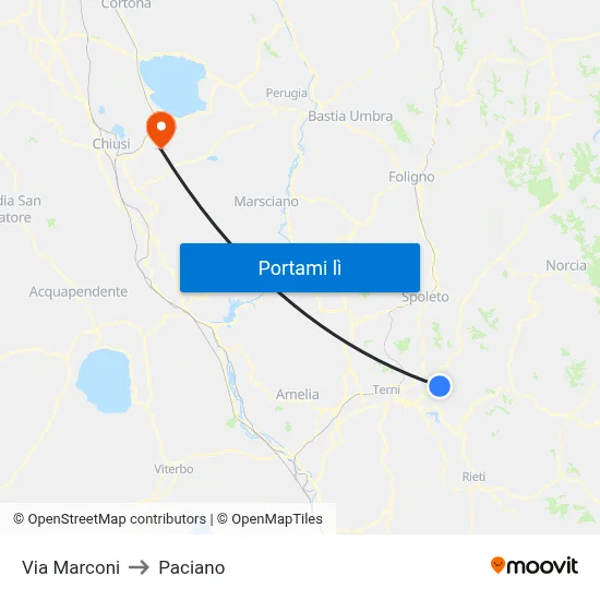 Via Marconi to Paciano map