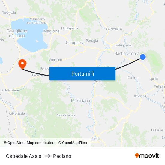 Ospedale Assisi to Paciano map
