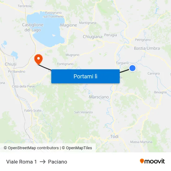 Viale Roma 1 to Paciano map