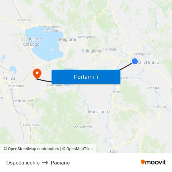 Ospedalicchio to Paciano map