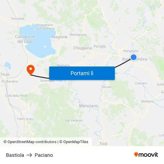 Bastiola to Paciano map