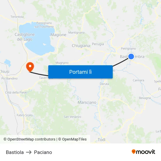 Bastiola to Paciano map