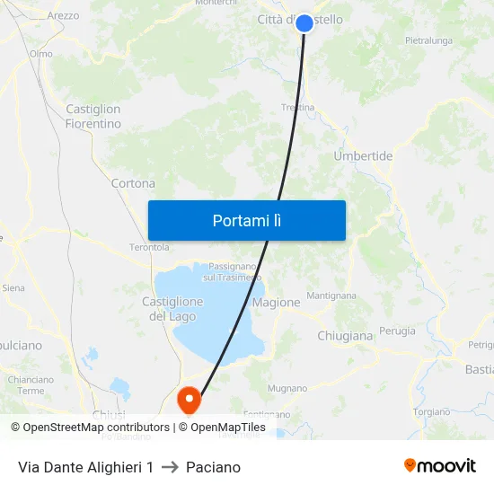 Via Dante Alighieri 1 to Paciano map