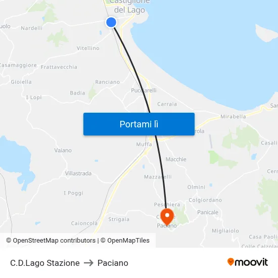 C.D.Lago Stazione to Paciano map