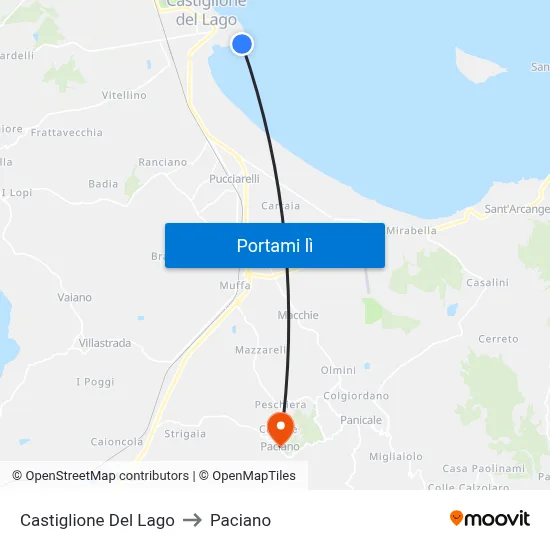Castiglione Del Lago to Paciano map