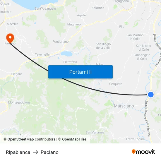 Ripabianca to Paciano map