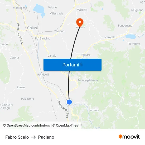 Fabro Scalo to Paciano map