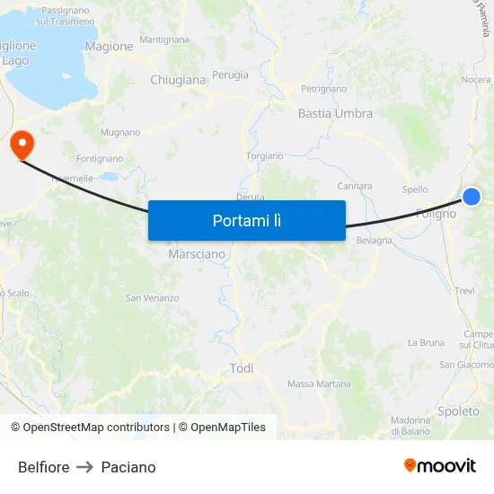 Belfiore to Paciano map
