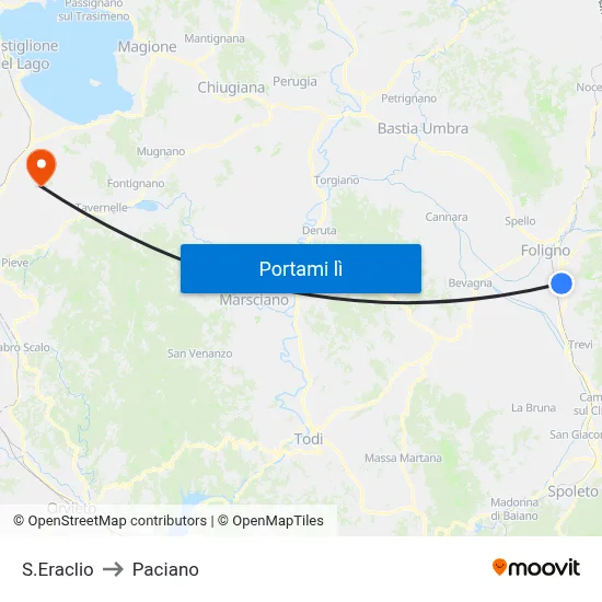 S.Eraclio to Paciano map