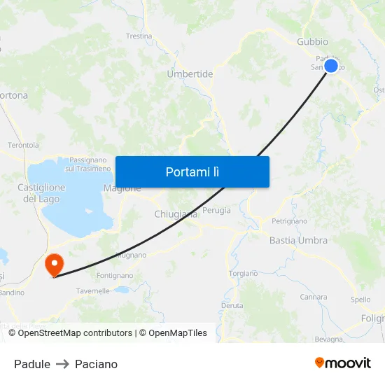 Padule to Paciano map