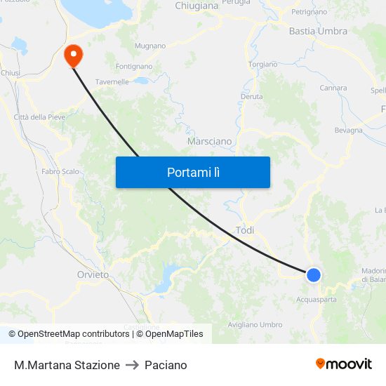 M.Martana Stazione to Paciano map