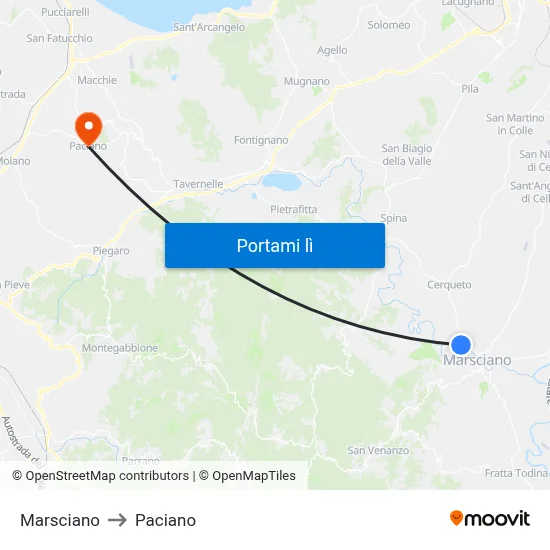 Marsciano to Paciano map