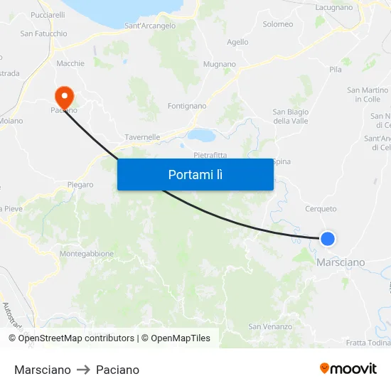 Marsciano to Paciano map