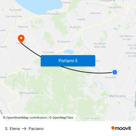 S. Elena to Paciano map