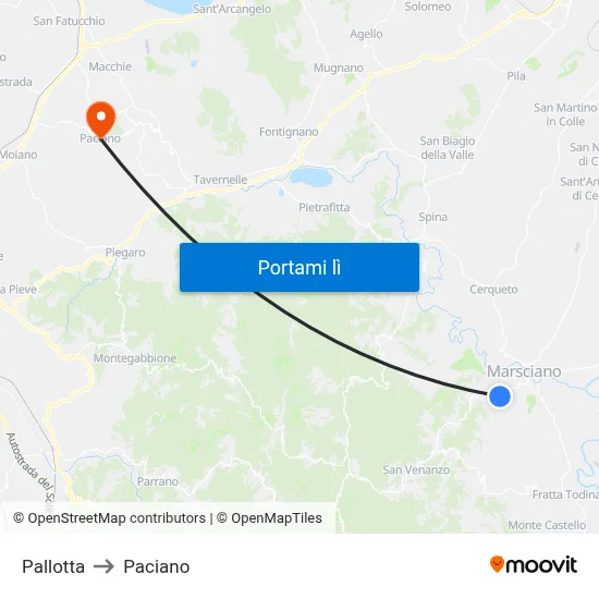 Pallotta to Paciano map