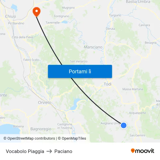 Vocabolo Piaggia to Paciano map