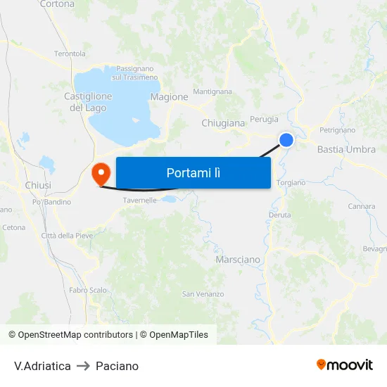 V.Adriatica to Paciano map