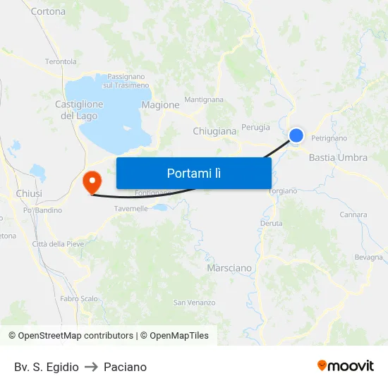 Bv. S. Egidio to Paciano map