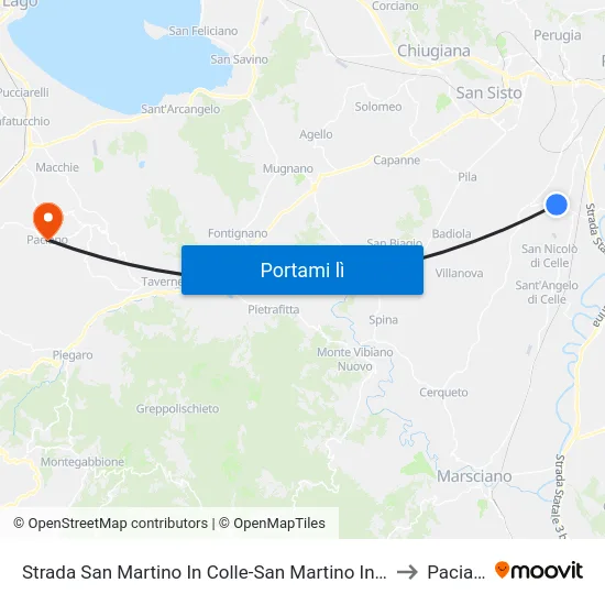 Strada San Martino In Colle-San Martino In Campo to Paciano map