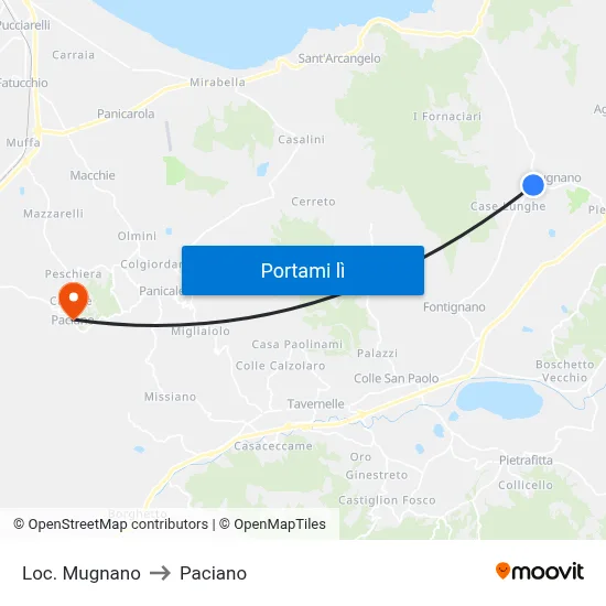 Loc. Mugnano to Paciano map