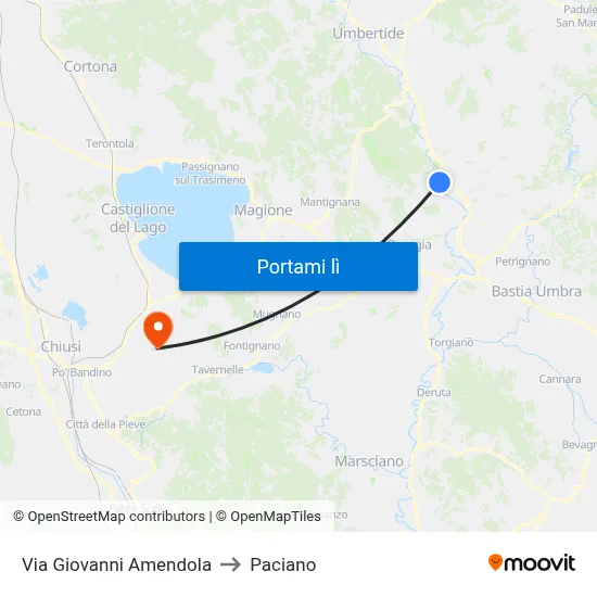 Via Giovanni Amendola to Paciano map