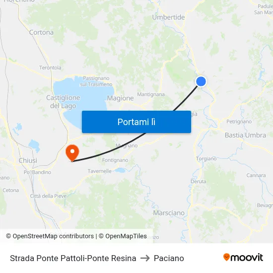 Strada Ponte Pattoli-Ponte Resina to Paciano map